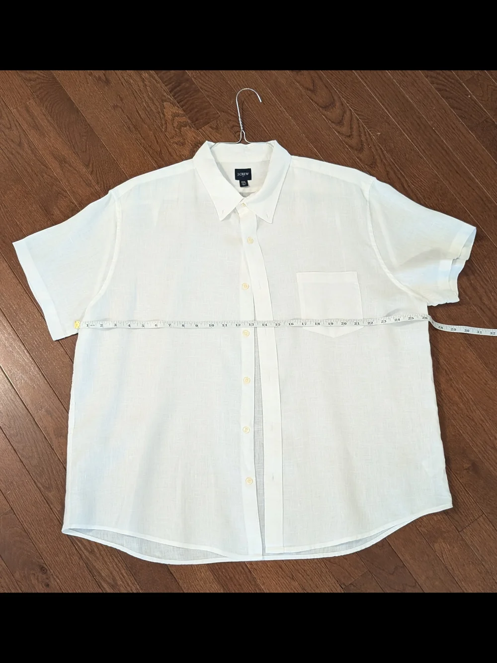 J. Crew: White Linen Blend Short-Sleeve Button-Down Shirt - XXL